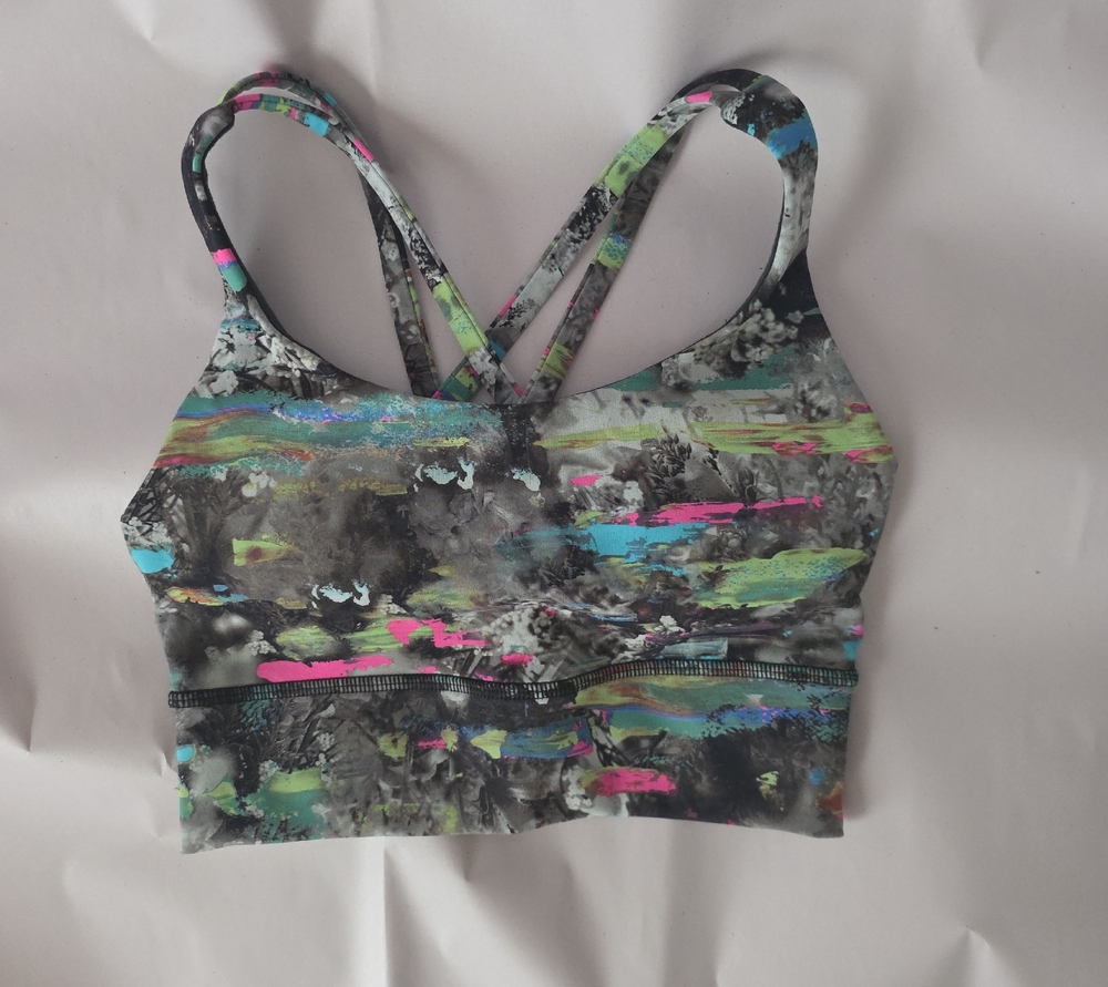 lululemon athletica Black Sports Bra with Neon Abstract Straps